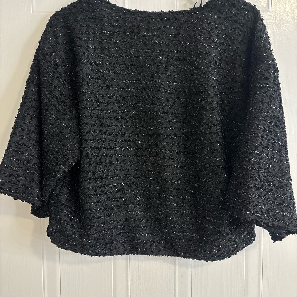 H&M Black Textured Open-Front Women's Sweater Jacket - Picture 3 of 3